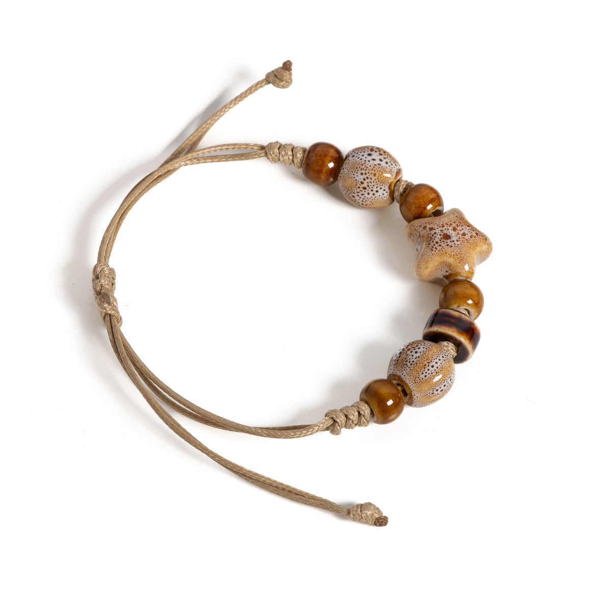 Handmade White Star Claw Ceramic Bracelet Adjustable Boho Ethnic Jewelry Unique Gift S02-027