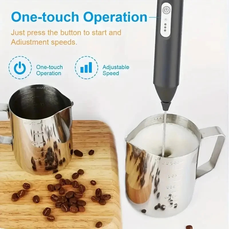 2-in-1 Electric Milk Frother and Handheld Mixer with USB Charging, 3-Speed Adjustable Powerful Motor, Handheld Milk Frother