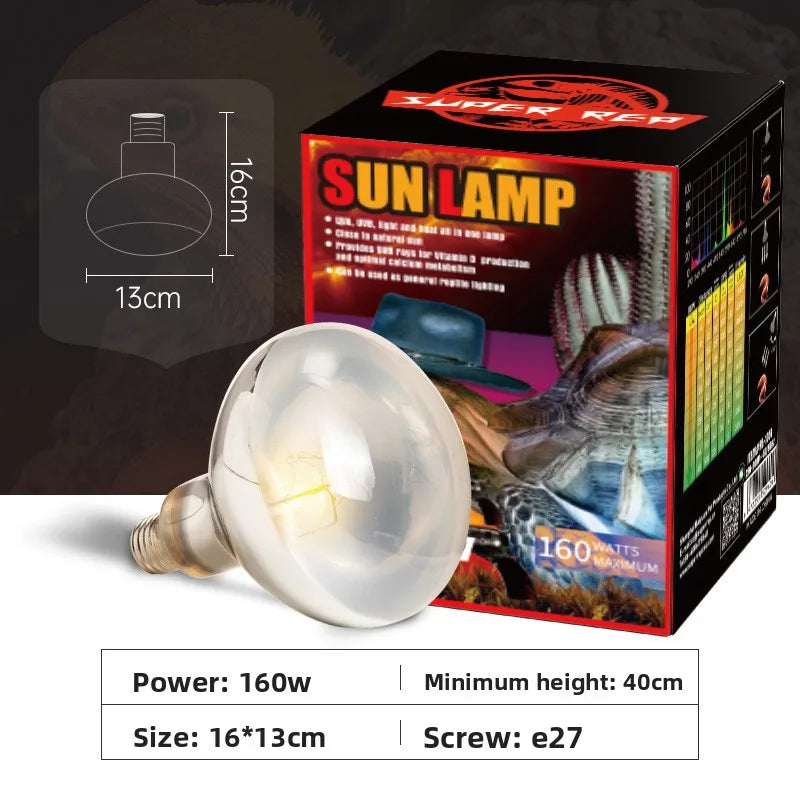 SuperRep Full Spectrum Reptile Sun Lamp - UVA/UVB Heat & Light for Tortoises & Bearded Dragons - Calcium Synthesis Basking Bulb