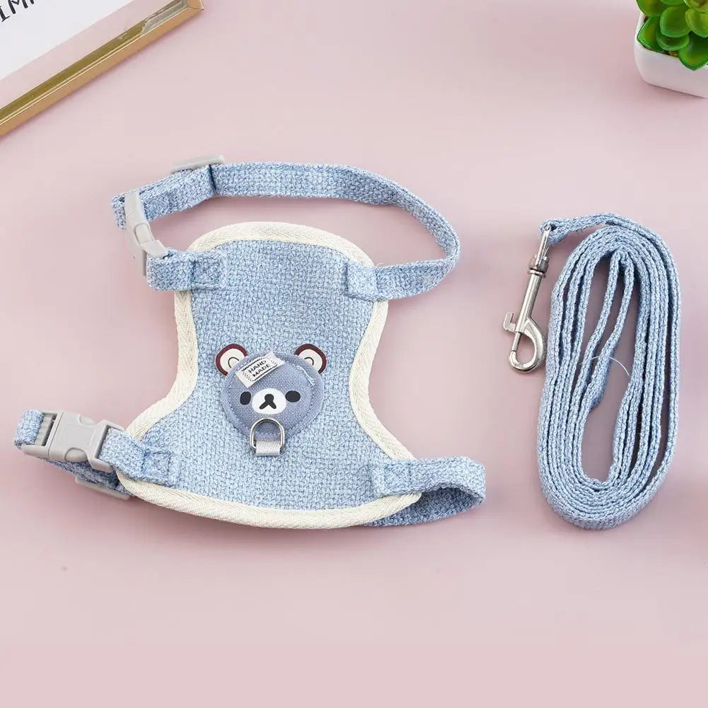Newest Cute Cat Harness and Leash Set Bunny Pet Accessories Vest Harnesses Small Dog Leashes for Outdoor Walking Pets Supplies