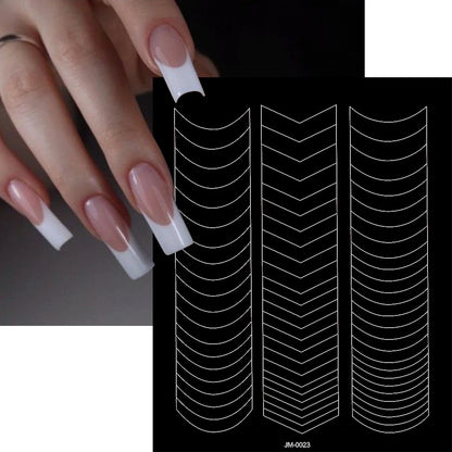 24-Design Airbrush Stencil Nail Stickers 1Pcs Butterfly/Heart/French Line Nail Decal Adhesived DIY Nail Template Airbrush Slider
