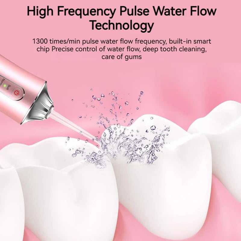 Portable Oral Irrigator Dental Water Flosser USB Rechargeable Water Jet Floss Tooth Pick Tip 220ml 3 Modes Teeth Cleaner