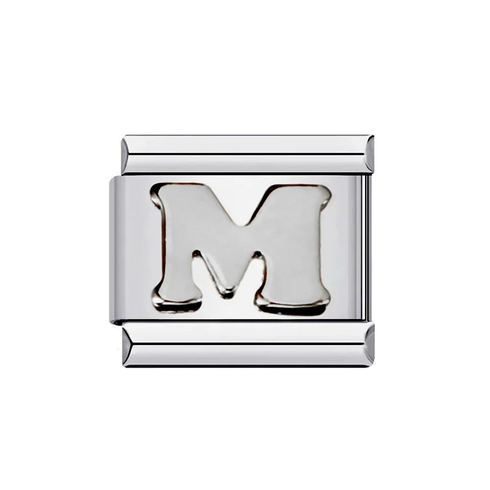 26 English A-Z Letter Name Custom 9mm Link Charms Silver Color Italian Stainless Steel Bracelet DIY Jewelry Making Hand Chain