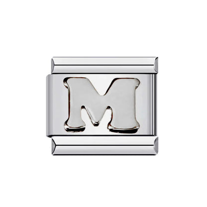 26 English A-Z Letter Name Custom 9mm Link Charms Silver Color Italian Stainless Steel Bracelet DIY Jewelry Making Hand Chain