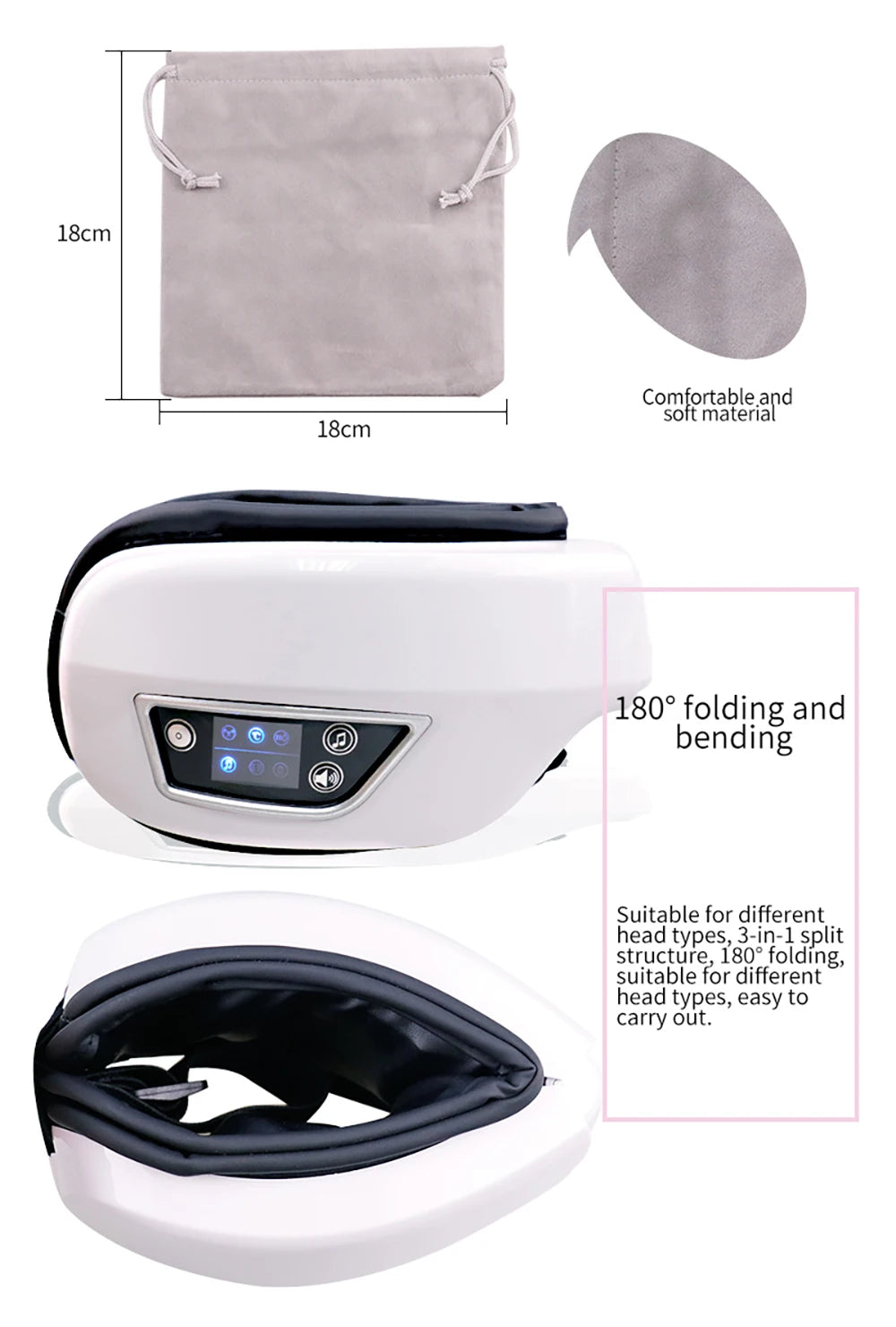 6D Smart Vibration Eye Massager Airbag Compress Eye Care Instrument Bluetooth Music Eye Massage Sleepping Mask Eye Relax Fatigue
