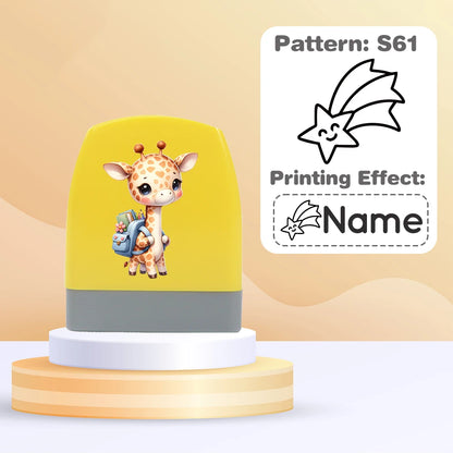 Cartoon Giraffe Customized Name Stamps for Kids,Personalized Waterproof Stamp for Clothing Name Seal for Student&Child