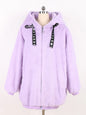 Nerazzurri Autumn Winter Sweet Cute Kawaii Soft Thick Warm Faux Fur Coat Women with Bunny Ears Cute Fluffy Jacket Hoodie 2024