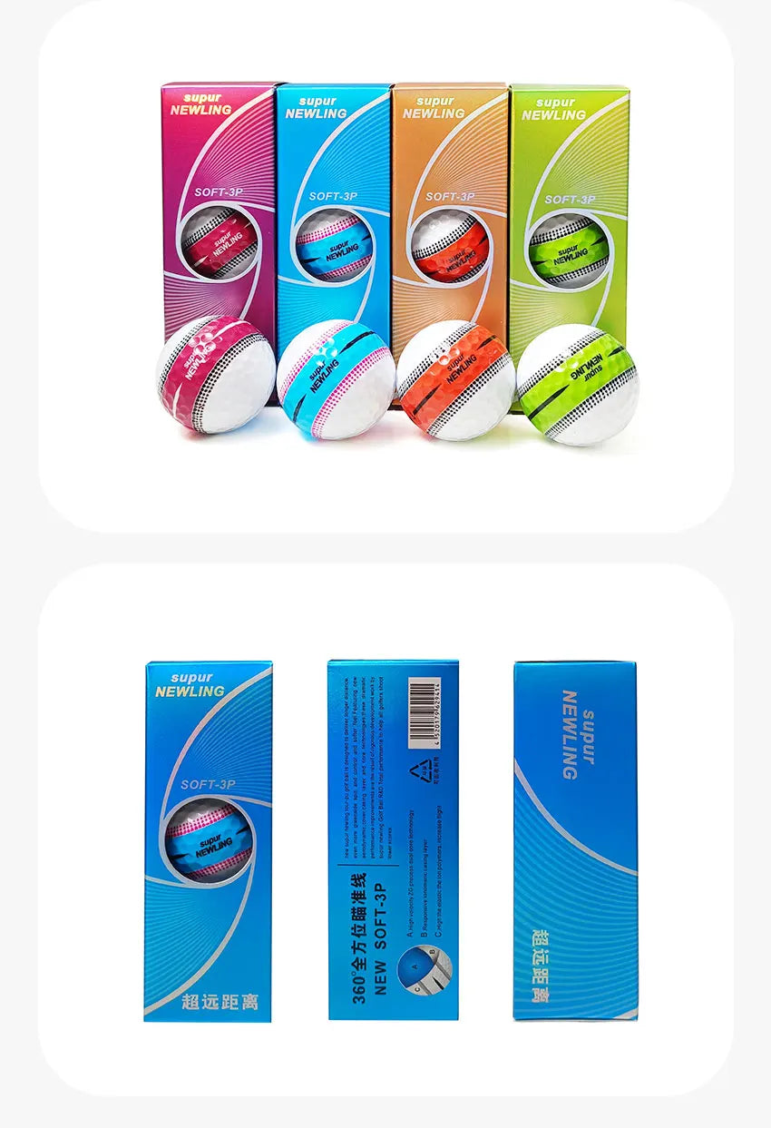 3pcs/box Supur NEWNING Golf Games Ball Super Long Distance Three Layer Ball for Professional Competition Game Ball Golfers Gift