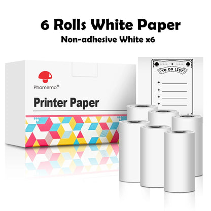 Phomemo 3 Rolls Self-adhesive Transparent Sticker Thermal Paper for T02 M02X Label Sticky DIY Photo Texts Study Notes Printing