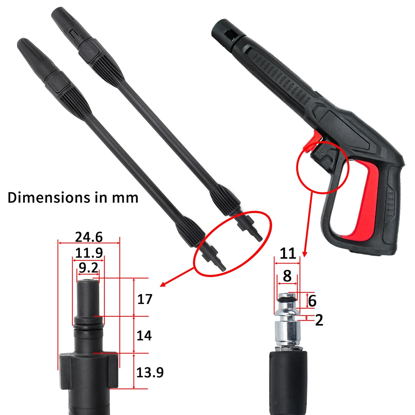 Pressure Washer Spray Gun Car Washer Jet Water Gun Nozzle for AR Blue Clean Black Decker Bosch Michelin Makita Pressure Washer