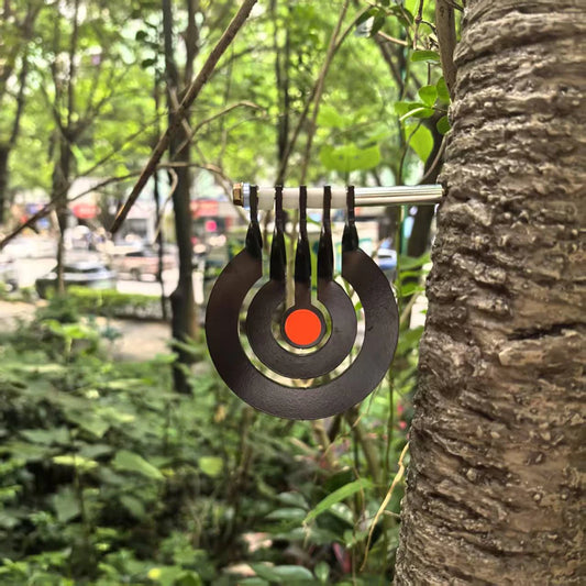 1Z-Shooting Practice with A Three - Ring Tree - Inserted Rotating Pendulum Target Made of 3 - Millimeter - Thick Metal