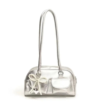 Fashionable Underarm Bow Bag for Women 2024 Korean Edition New Simple Leisure Pillow Bag Trendy Versatile Shoulder Bag