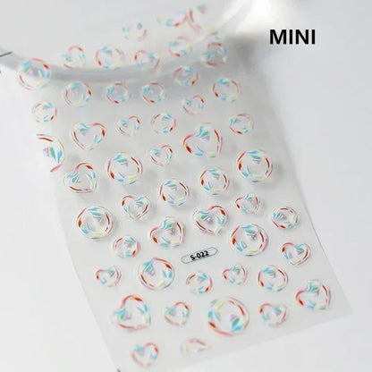 Colorful Bagful Jellyfish Bubbles Swimming Rings Rainbow Stars Ocean Starfish Self Adhesive 5D Nail Art Sticker Manicure Decal