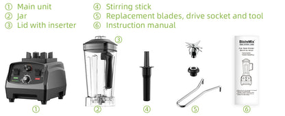 BioloMix 3HP 2200W Heavy Duty Grade Timer Blender Mixer Juicer Fruit Food Processor Ice Smoothies BPA Free 2L Jar