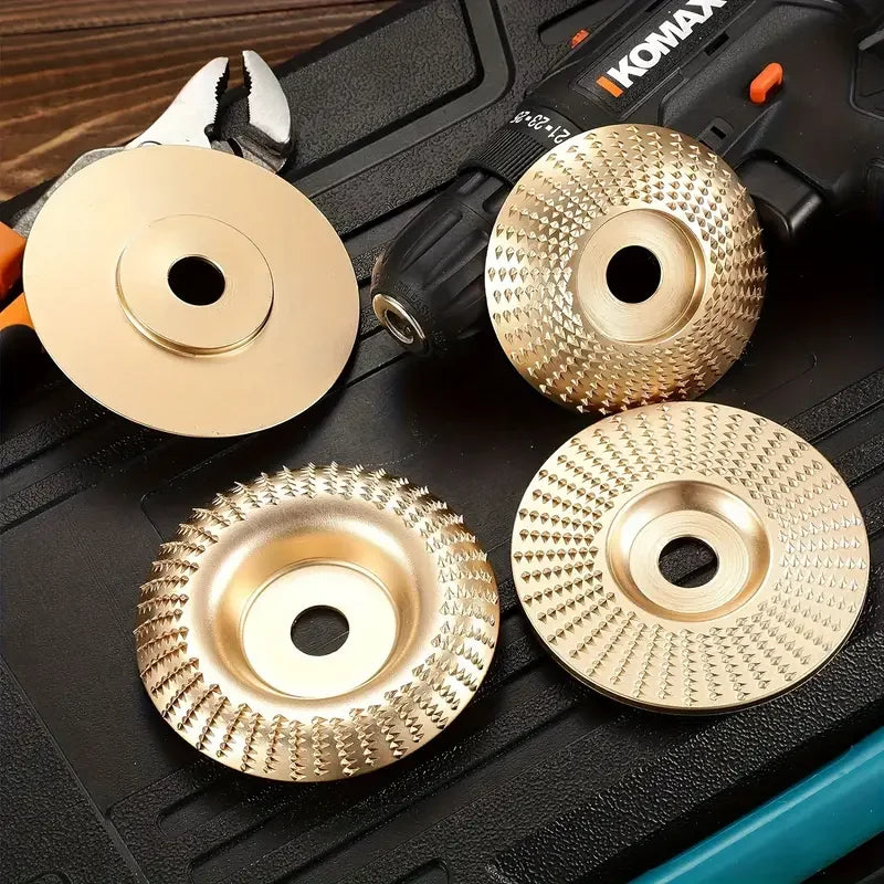Woodworking Grinding Disc Three-Piece Set 100mm Wide/16Mm Metal Hole Arc-Shaped Bevel Design Electric Grinder Grinding Disc Wood Cutting Carving Polishing Tool Set