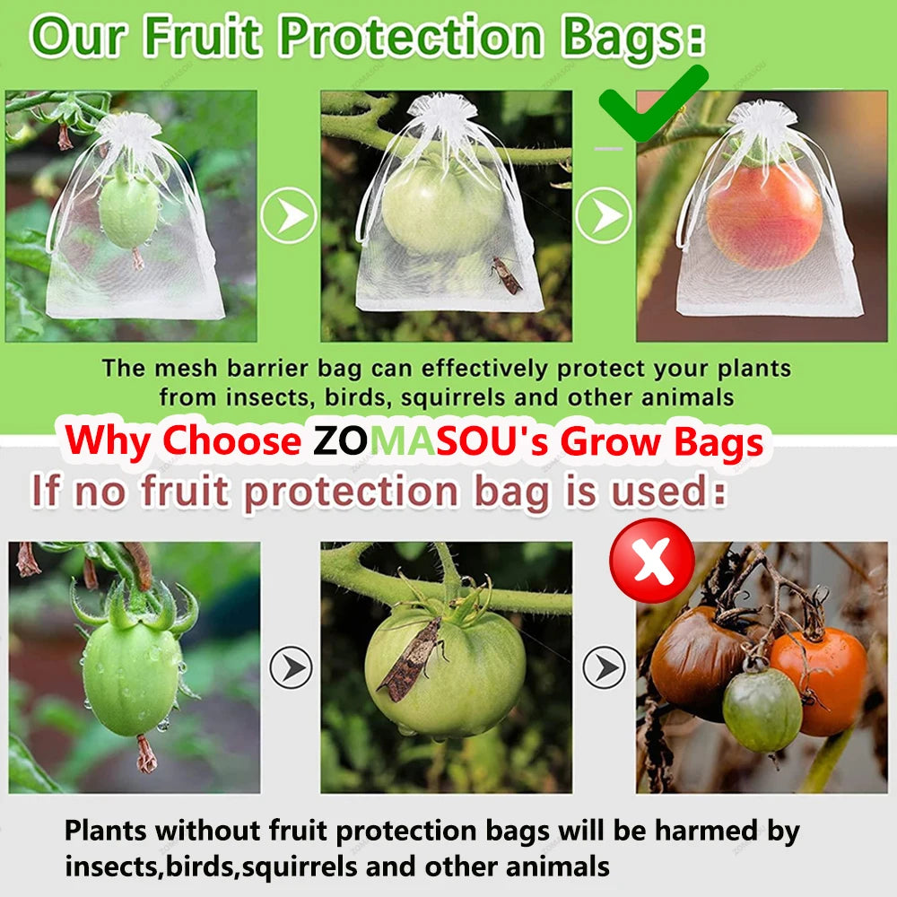 Reusable Drawstring Plant Protection Net Bags Garden Pest Proof Cover For Fruit Trees Vegetables Grapes Strawberries Berries