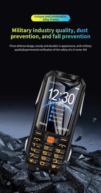 YEEMI Q9 GSM 2G&4G Network Mobile Phone 2G 4SIM 4G 2SIM Cards Rugged Bar Cellphone 3.5“ HD Display Big Battery Loud Sound Phone