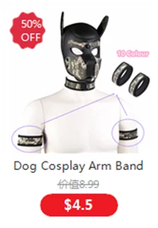 Dog Cosplay Costumes of Leather Restraints Collar and Half Face Mask with Fetish Gloves for Couples Bdsm Slave Bondage Flirting