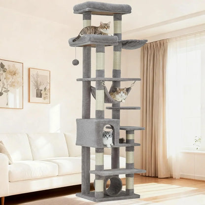 Garvee XXL Sturdy Large Cat Tree for Big Cats, Cat Tower with 11 Sisal Scratching Posts, Spacious Rest Platform, Cozy Hammock, Private Cat Condo and Hanging Toys