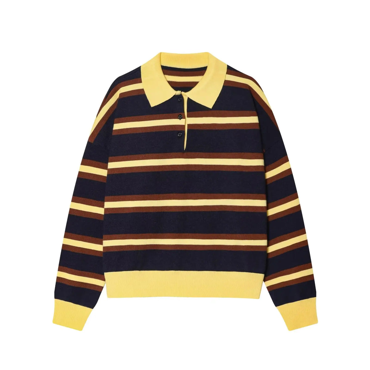 Sweater knitted Pullover Women's Spring 2026 New Fashion Striped Loose Polo neck Warm Women Sweater Chic Youth Holiday Pullover