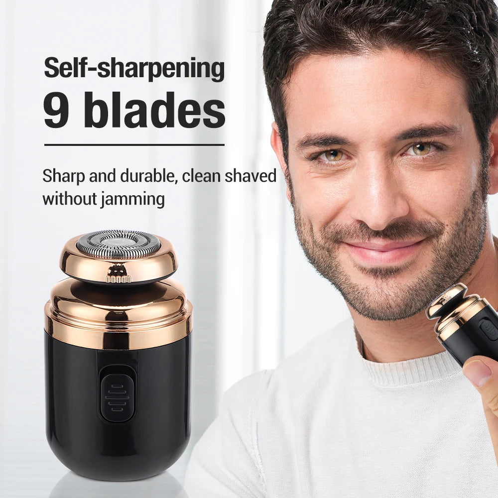Mini Washable Electric Razor Travel Razor Type-c Charging Capsule Shaver Nose Hair Trimming Double Ring Knife Net