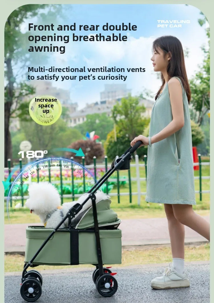 2026 New Lightweight Foldable Pet Stroller Teddy Cat Dog Handcart Outdoor Travel Cart for Small Pets