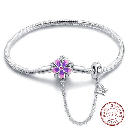 Bracelet Silver 925 Original 17-20CM Star Moon Sun Four Leaf Clover Green Zircon Bracelets Fit DIY Charms Birthday Jewelry Gifts