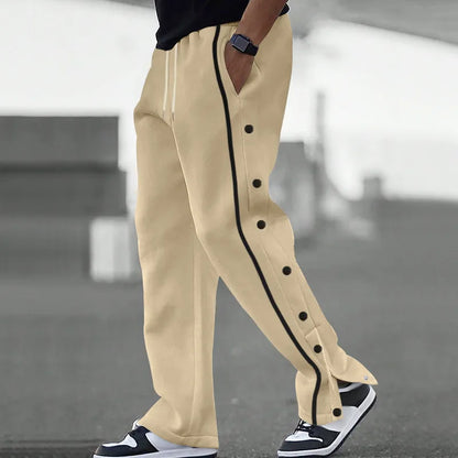 Autumn Men Sweatpants Fashion Sportswear Drawstring Straight Track Pants Casual Loose Trousers breasted Breathable quick drying