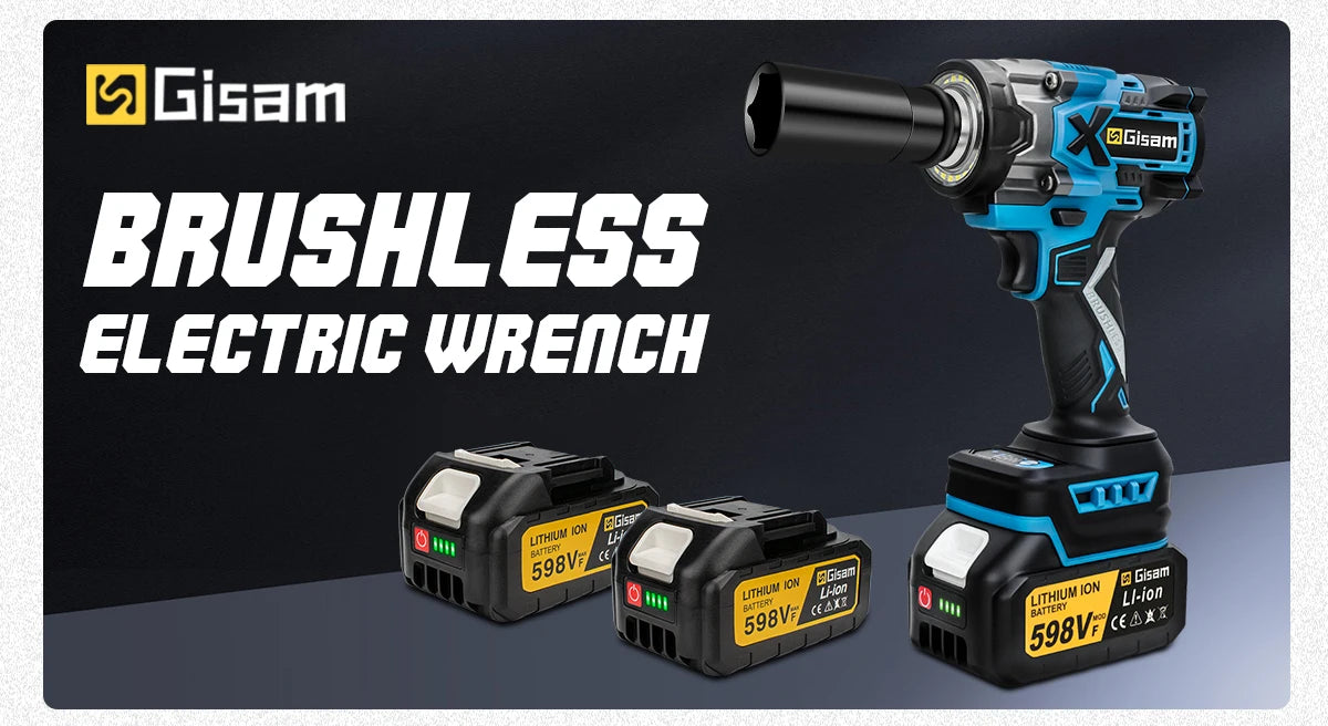 Gisam 900N.M Brushless Electric Impact Wrench 1/2" Cordless High Torque Wrench Drill Screwdrivers Tools For Makita Battery Pin