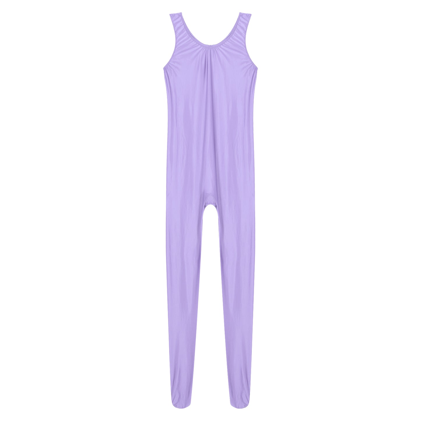 Women's Sleeveless Full Body Bodysuit Glossy Jumpsuit Gymnastics Fitness Swimming Leotard Pole Dance Costume Clubwear Lingerie