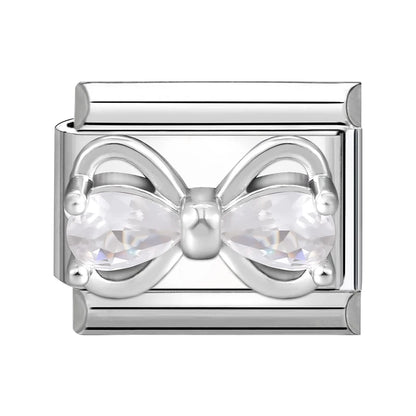Zircon Pearl Heart Bow Candy Flower Butterfly Italian Charm Links Fit 9mm Stainless Steel Bracelet Personalized DIY Making Gifts