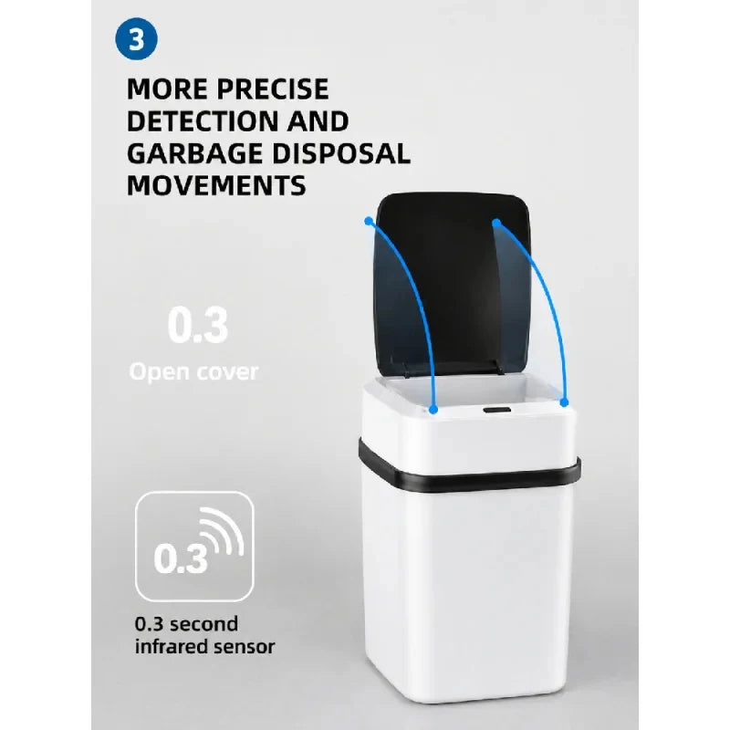 13L Waterproof Trash Can Waste Bin for Kitchen Bathroom Living Room-Durable Home Garbage Bin Trash Can Kitchen Trash Can Dustbin