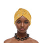 Feather Gold Stamping Fabric Turban Cap for Women African Wrap Head Bonnet Muslim Under Scarf Hat Turbante Mujer