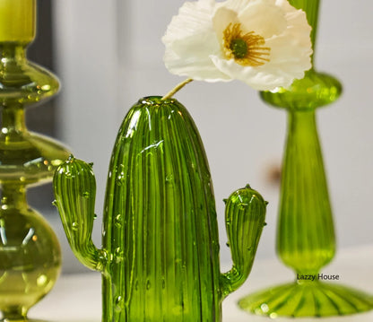Cactus Glass Vase Hydroponic Plant Living Room Decoration Aromatherapy Bottle Flower Decor Vase Tabletop Small Vase Handicraft