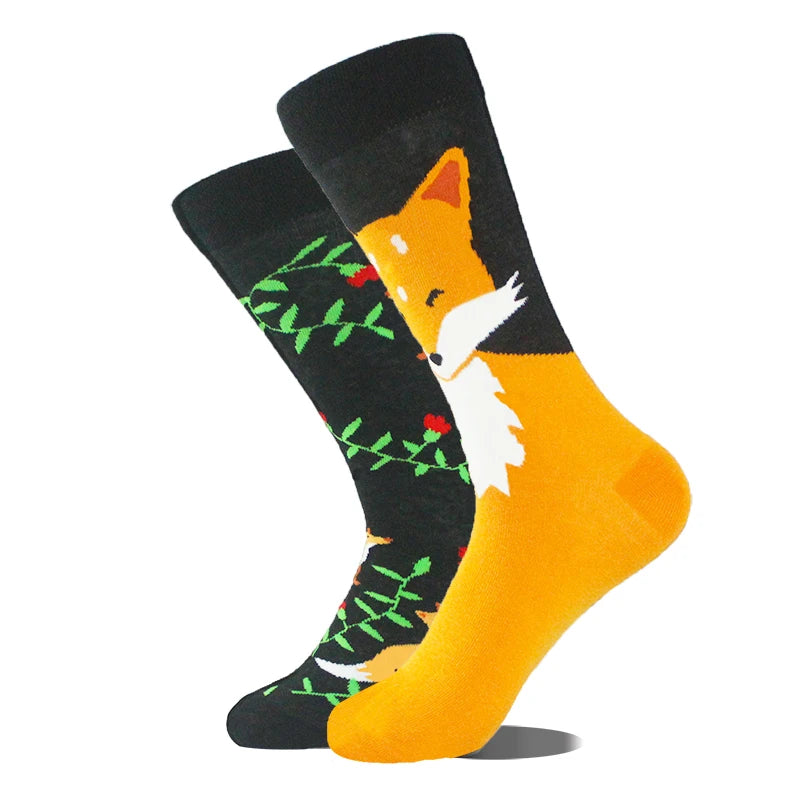 AB Happy Cotton Funny Socks Men Beer Panda Duck Crazy Design Sokken Unisex Novelty Plant Piano Crew Skateboard Calcetines Hombre