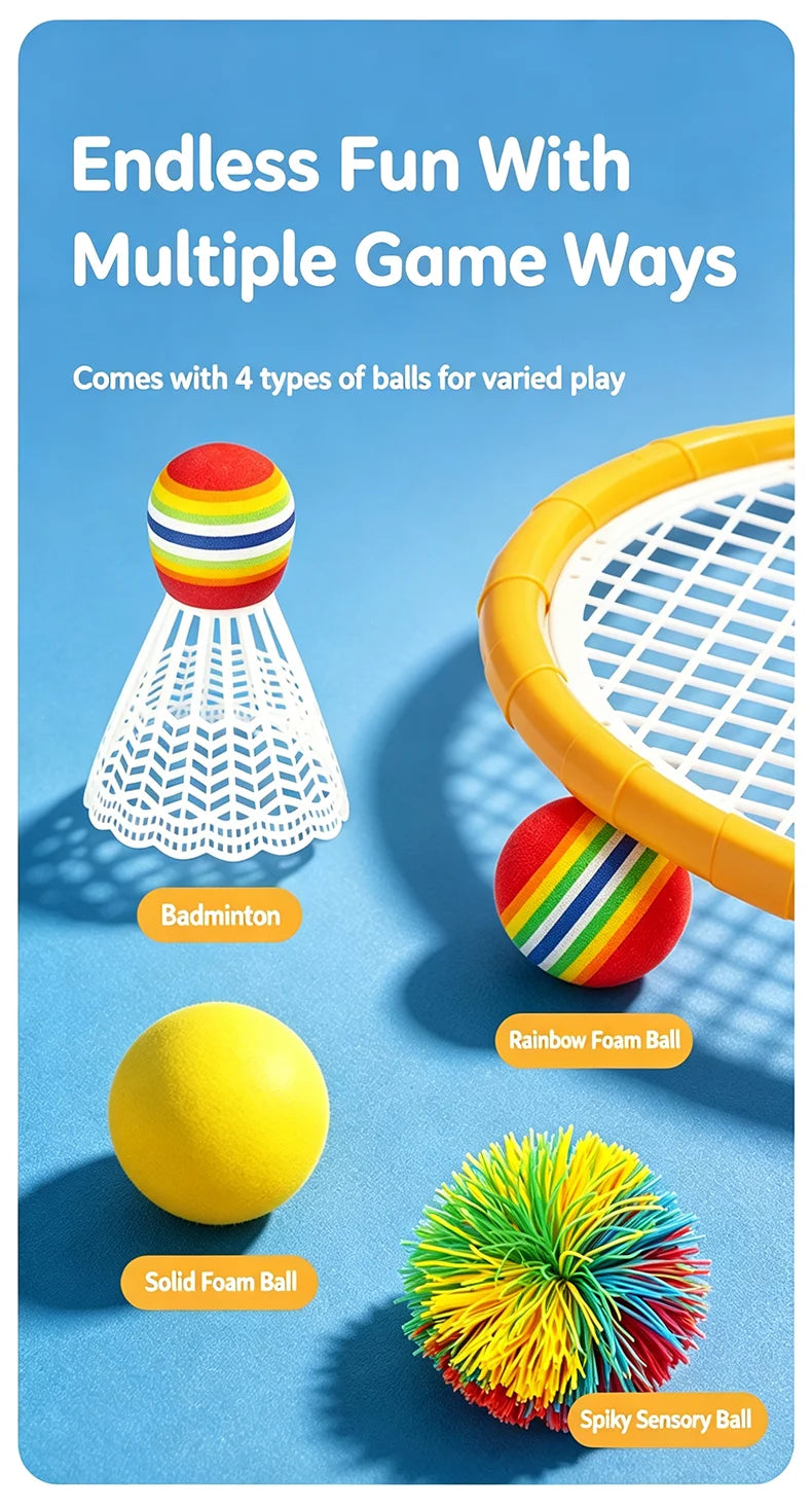 Kids Badminton Racket with Ball Parent-child Indoor Outdoor Sports Toy Training Equipment Children Teens Adult Birthday Gifts