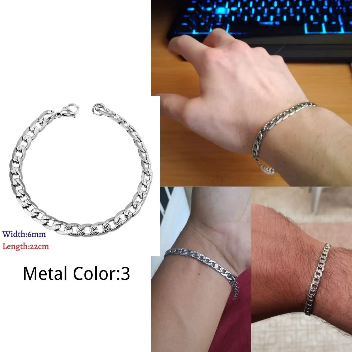 LUXUKISSKIDS Stainless Steel Couple Men/Woman Bracelets Fashion Curb Cuban Link Chains On Hand Rock Bracelet Wrist Jewelry Gifts