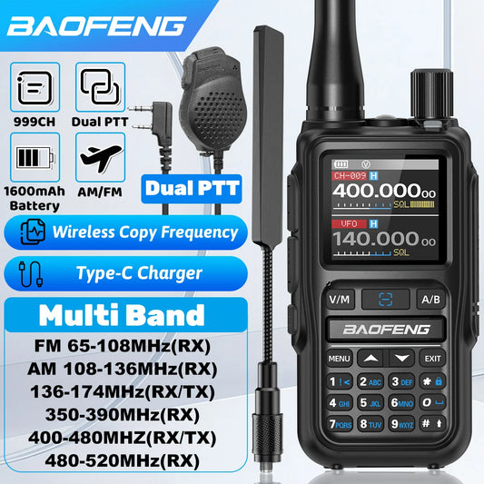 Baofeng UV 5R Mini Walkie Talkie Bluetooth Programming Wireless Copy Frequency Type-C Multiple Color Dual PTT Camping Ham Radios