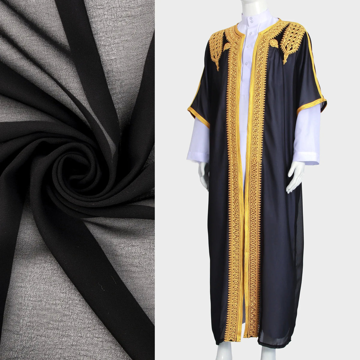 Eid Men Robe Jubba Thobe Open Abaya Dishdasha Islamic Embroidery Cardigan Abayas Dubai Male Muslim Prayer Kaftan Ramadan Morocco