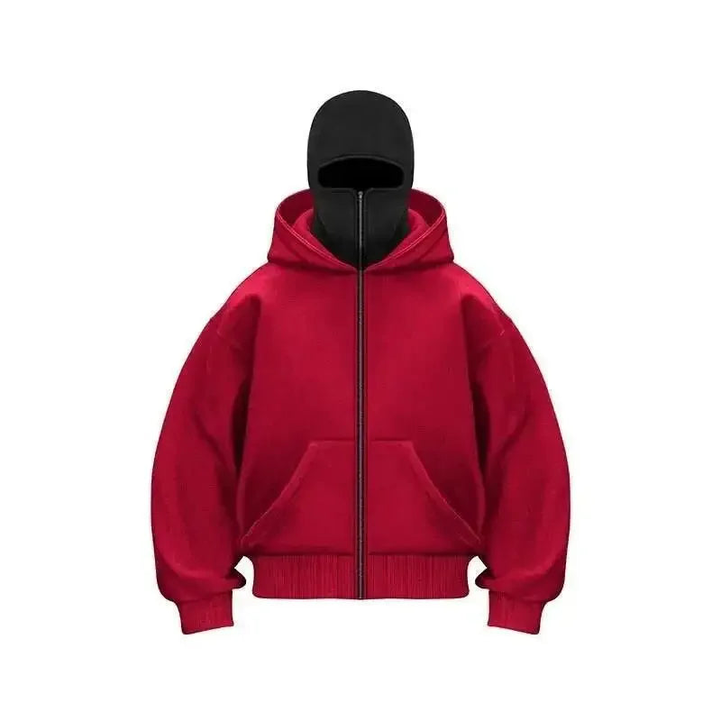 Unisex Plain Hooded Zip Up Sweatshirt Autumn Winter Ins Style Couple Matching Pullover Jacket