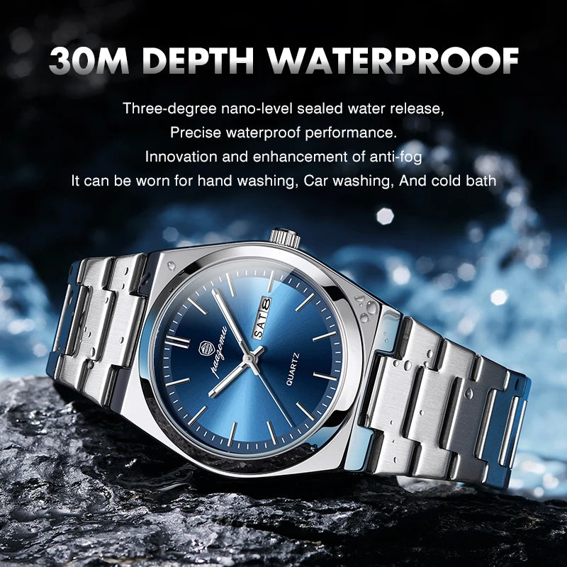 PAAZOMU Fashion Men's Quartz Watch Stainless Steel Waterproof Luminous Man Watch Chronograph Date Multifunction Watches For Men