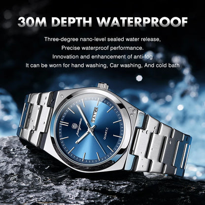 PAAZOMU Fashion Men's Quartz Watch Stainless Steel Waterproof Luminous Man Watch Chronograph Date Multifunction Watches For Men