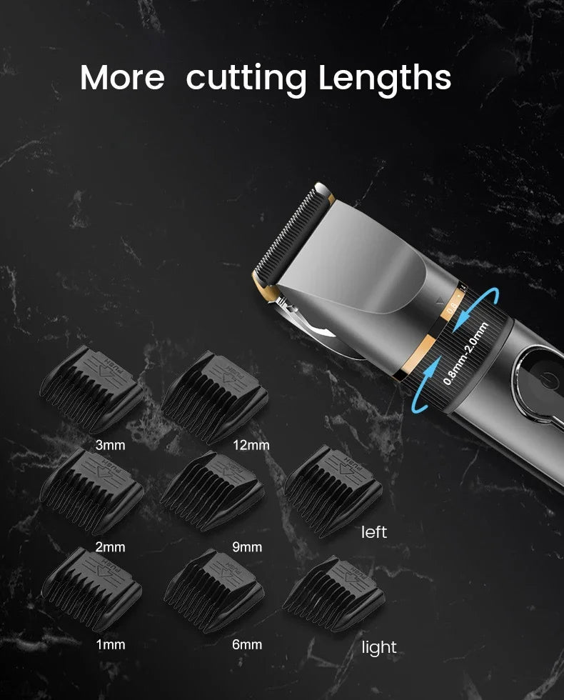 Professional Hair Clipper Rechargeable Electric Trimmer For Men Beard Kids Barber Cutting Machine Haircut LED Screen Waterproof