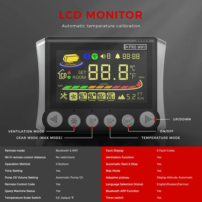 Sunster Car Heater WIFI 2409PW One-click Access LCD Switch WIFI & Bluetooth APP Control Applicable to 12V & 24V Voltage Models