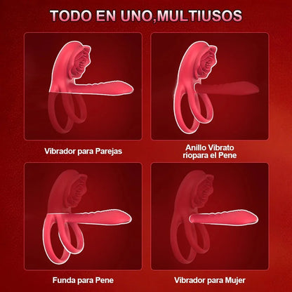 Male Penisring Delay Ejaculation Rose Lock Ring Vibrator G Spot Nipple Clitoral Stimulator for Women Sex Toys for Couple 18+
