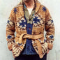 Europe and The United States Men Heavy Jacquard Fashion Sweater Autumn and Winter Retro Casual Thick Cardigan Knit Sweater Coat