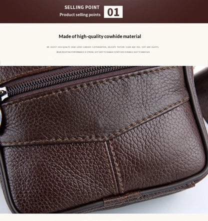 Homefish New Genuine Leather Crossbody Bag Vertical Trendy Multifunctional Shoulder Bag Briefcase Casual Travel Messenger Bag