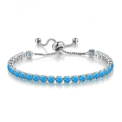 Adjustable Colorful Birthstone Tennis Bracelets for Women 4MM Crystal Bangle Female Hand Chain Trend Jewelry Accessories H133