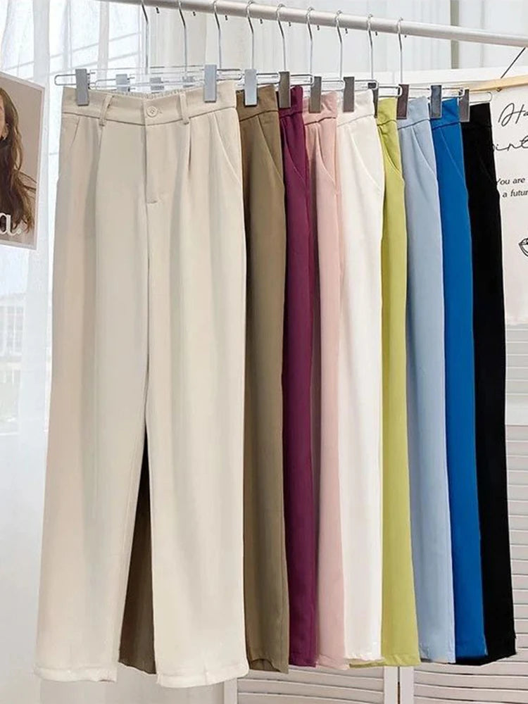 JMPRS Fashion Warm Plush Pants Thick Plaid Women Casual Loose Wide Leg Trousers Korean Streetwear Straight Student Pants New