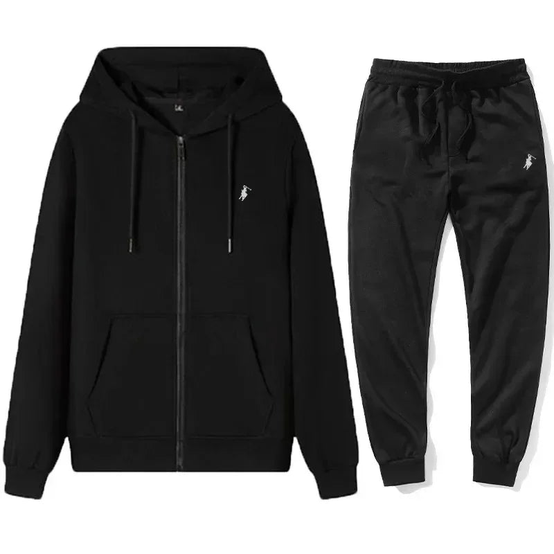 Autumn and Winter 2025 new Men's sportswear set, a fashionable outdoor zipper warm men's casual sweatshirt + pants 2-piece set